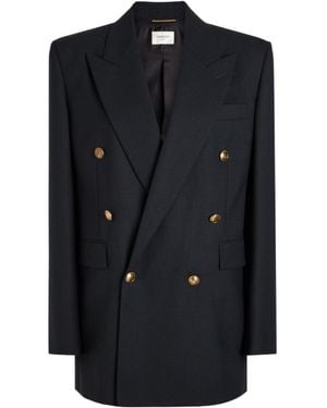 Saint Laurent Double-Breasted Wool Blazer - Black