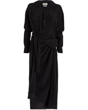 Quira Draped Shirt Dress - Black