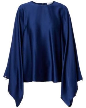 Stella McCartney Faux Pearl-Embellished Satin Top - Blue
