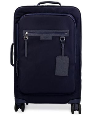 Longchamp Wheeled Leather-Trimmed Troley - Blue