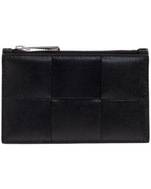 Bottega Veneta Intrecciato Zipped Card Holder - Black