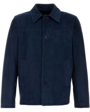 Salvatore Santoro Button-Up Suede Jacket - Blue