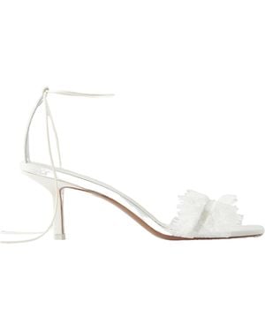 Neous Twill Lace Heeled Sandals - White