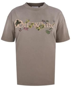 Off-White c/o Virgil Abloh Floral-Print Logo T-Shirt - Grey