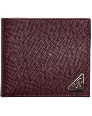 Prada Triangle Logo Bifold Wallet - Purple