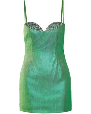 Area Crystal-Embellished Lamé Dress - Green