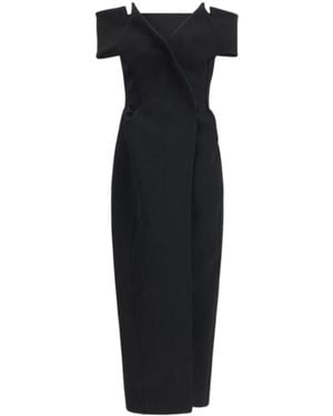 KHAITE Gene Asymmetric Peplum Dress - Black