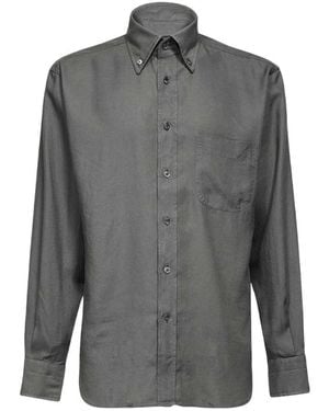Tom Ford Lapel Long-Sleeved Shirt - Gray