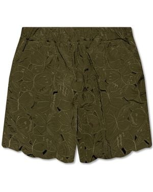 RED Valentino Lace-Detailed High-Waisted Shorts - Green