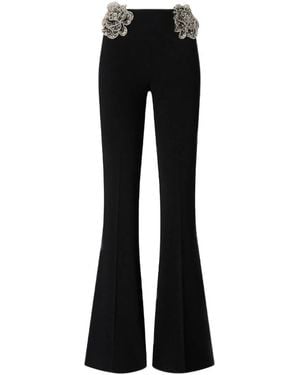 Pinko Floral-Appliqué Flared Pants - Black