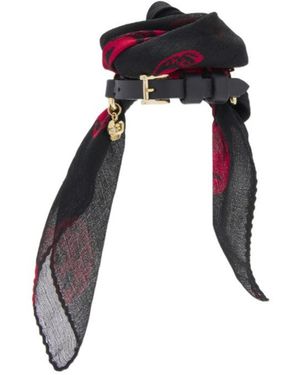 McQueen Skull-Motif Silk-Tie Bracelet - Black