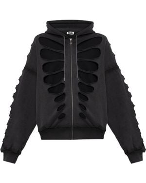 AVAVAV Shoulderless Cut-Out Hoodie - Black