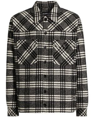 Dolce & Gabbana Check-Pattern Wool-Blend Shirt Jacket - Black