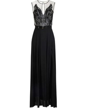 Elisabetta Franchi Embroidered Carpet Maxi Tulle Dress - Black