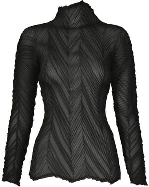 Issey Miyake Zigzag Pleated Top - Black