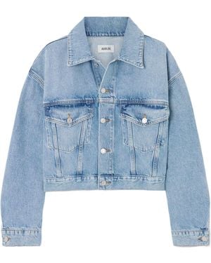 Agolde Button Cropped Denim Jacket - Blue