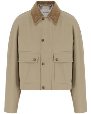 Burberry Press-Stud Cropped Jacket - Natural