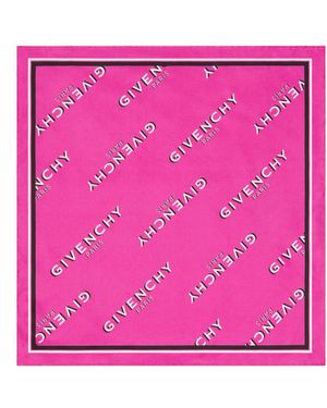 Givenchy Shadow Rose Logo Silk Scarf - Pink
