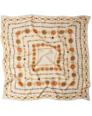 Versace Printed Silk Twill Scarf 90 Cm - Natural