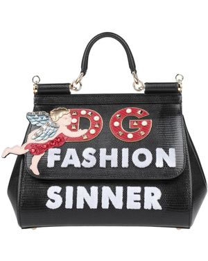 Dolce & Gabbana Letter Printed Handbags - Black
