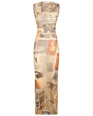 Jean Paul Gaultier Newspaper Print Mesh Dress - Metallic