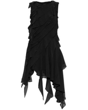 AllSaints Sleeveless Ruffle Asymmetric Mini Dress - Black