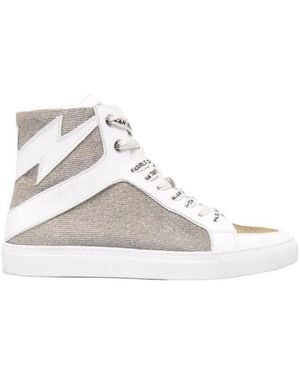Zadig & Voltaire Flash-Detail Glitter Sneakers - Natural