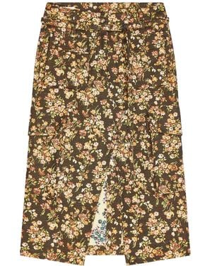 Dries Van Noten Floral Cargo Skirt - Metallic