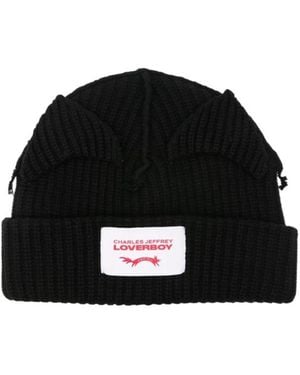 charlesjeffreyloverboy Ribbed-Knit Beanie - Black