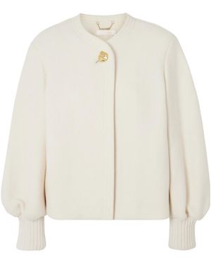 Chloé Balloon-Sleeve Cropped Jacket - White