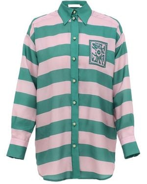 Zimmermann Striped Patch-Detail Shirt - Green