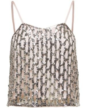 forte_forte Sequin Mesh Top - White