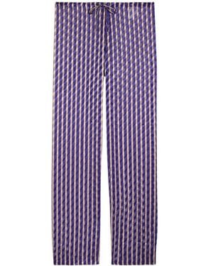 Dries Van Noten Pachas Striped Straight-Leg Devoré Pants - Purple
