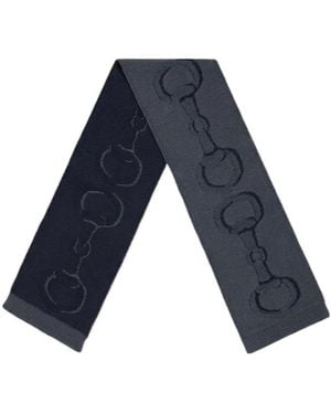 Gucci Wool Scarf With Horsebit Detail - Blue