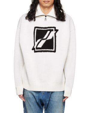 we11done Logo Semi-Zipper Jumper - Grey