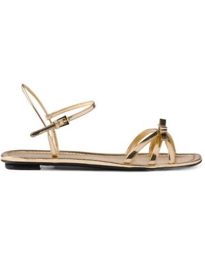 Prada Flat Metallic Leather Sandals