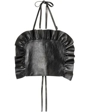 Miu Miu Leather Top - Black