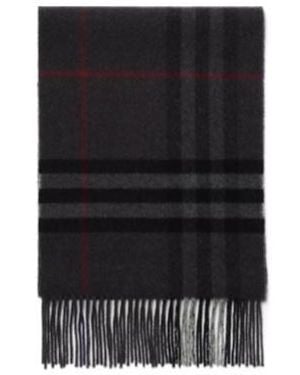 Burberry Contrast Check Fringed Scarf - Black