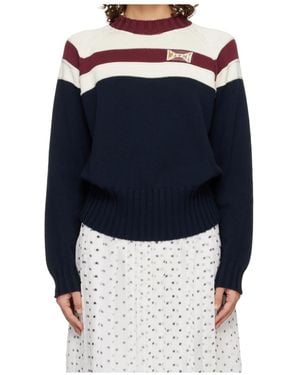 Marni Contrast Stripe Cotton Jumper - Blue