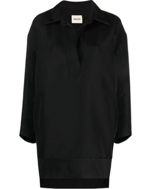 KHAITE The Kal Long-Sleeved Shirt Dress - Black