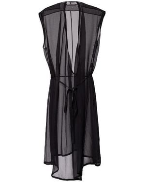 Ann Demeulemeester Sheer Panel Shift Dress - Black
