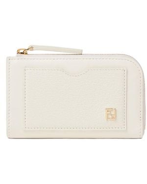 Fendi Ff Card Case Pouch - White