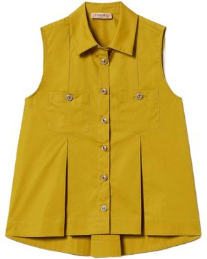 Twinset Pleated Chest-Pockets Shirt - Yellow