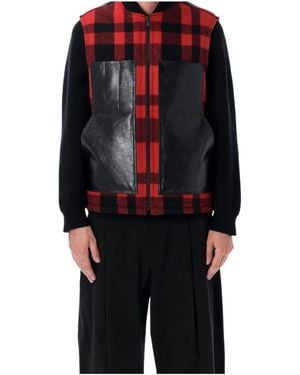 Junya Watanabe Zip-Up Checked Jacket - Blue