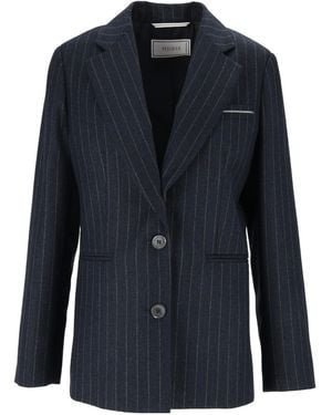 Peserico Single-Breasted Striped Blazer - Blue