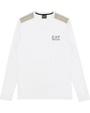 EA7 Logo T-Shirt With Round Neck - White