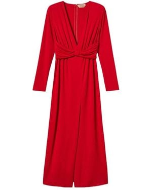 Twinset Long Dress With Draping - Red