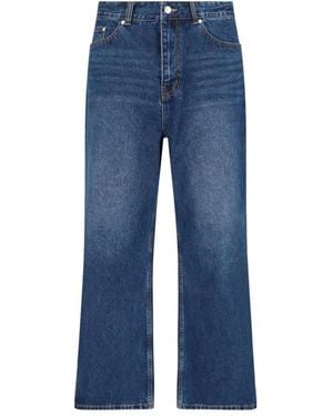 DUNST Logo Patch Wide-Leg Jeans - Blue