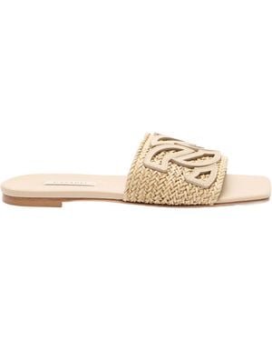 Casadei Woven-Strap Flat Sandals - Metallic