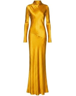 TOVE Gio High-Neck Long-Sleeve Maxi Dress - Yellow